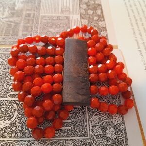 Red Stretchy Cuff Style Bracelet